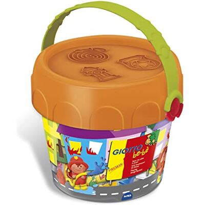 GIOTTO be-bè Kids Fireman Modelling Dough Bucket Set 12 Dough Rolls, Fireman Themed Tools, For School & Home GIOTTO be-bè Kids Fireman Modelling Dough Bucket Set 12 Dough Rolls, Fireman Themed Tools, For School & Home