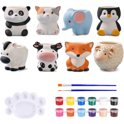 Szzhantuo Paint Your Own Ceramic Planter Pots for Adults Kids Home Decor Cute Pottery Painting Kit with Acrylic Paints Brushes Palette, DIY Craft Activity Szzhantuo Paint Your Own Ceramic Planter Pots for Adults Kids Home Decor Cute Pottery Painting Kit with Acrylic Paints Brushes Palette, DIY Craft Activity