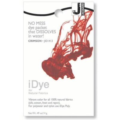 Jacquard iDye Natural Fabric Dye for Cotton Linen Silk, Crimson Textile Colouring Powder, Garment Upcycling Customising Projects, 14g Pack Jacquard iDye Natural Fabric Dye for Cotton Linen Silk, Crimson Textile Colouring Powder, Garment Upcycling Customising Projects, 14g Pack