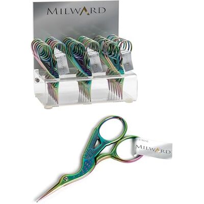 Milward Stork Embroidery Scissors 9cm (3.5") – Sharp Pointed Stainless Steel, Straight Edge for Needlework & Embroidery – Rainbow Finish, Durable & Precise Cutting Tool Milward Stork Embroidery Scissors 9cm (3.5") – Sharp Pointed Stainless Steel, Straight Edge for Needlework & Embroidery – Rainbow Finish, Durable & Precise Cutting Tool