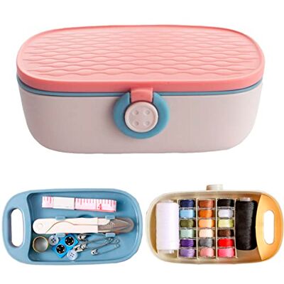 Missraza Sewing Kit, Portable Kit for Adults, Plastic Box Needle and Thread Accesories Supplies Pink 15.5x6cm(6.1x2.36in) Missraza Sewing Kit, Portable Kit for Adults, Plastic Box Needle and Thread Accesories Supplies Pink 15.5x6cm(6.1x2.36in)
