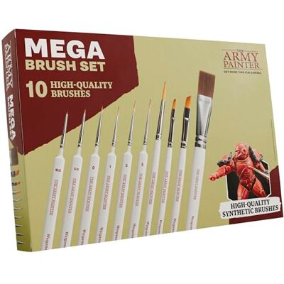 The Army Painter , Mega Brush Set, 10 Wargamers Miniature Paint Brushes The Army Painter , Mega Brush Set, 10 Wargamers Miniature Paint Brushes