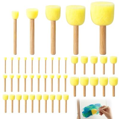 Yirrmiwn 40 Pack Foam Brush Set, Round Sponge Paint Brushes, Foam Stencil Stippling Brush, Washable Sponge Stippler for Paint, Craft, Stenciling Yirrmiwn 40 Pack Foam Brush Set, Round Sponge Paint Brushes, Foam Stencil Stippling Brush, Washable Sponge Stippler for Paint, Craft, Stenciling