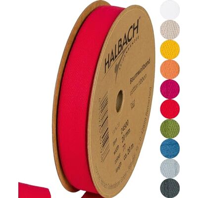 Halbach Seidenbänder 20mm x 20m Cotton Ribbon, 100% Cotton, Red, Solid, Classic, Suitable for All Occasions, Casual, DIY Craft, Decorative Ribbon Trim Halbach Seidenbänder 20mm x 20m Cotton Ribbon, 100% Cotton, Red, Solid, Classic, Suitable for All Occasions, Casual, DIY Craft, Decorative Ribbon Trim