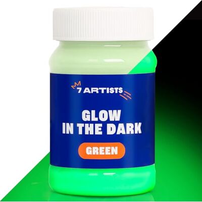 7 Artists Glow in the Dark Acrylic Paint Green – UV Reactive 100 ml Fluorescent under UV & Glows in Darkness after Charging Luminous Effect for Art, Crafts and Décor Waterproof after Drying 7 Artists Glow in the Dark Acrylic Paint Green – UV Reactive 100 ml Fluorescent under UV & Glows in Darkness after Charging Luminous Effect for Art, Crafts and Décor Waterproof after Drying
