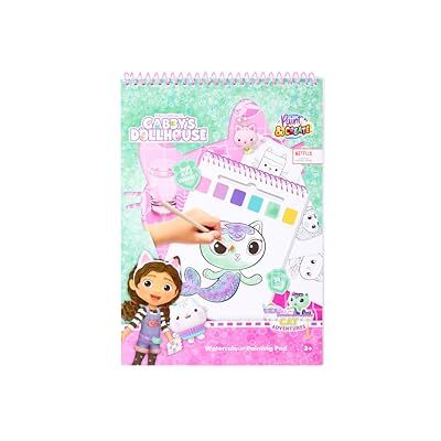 DREAMWORKS GABBY'S DOLLHOUSE Gabby's Dollhouse Watercolour Colouring Book for Children, Creative Painting Set with 24 Colouring Pictures, Includes Brushes and Colours on Each Page, Watercolour Painting Pad, Painting Set from 3 DREAMWORKS GABBY'S DOLLHOUSE Gabby's Dollhouse Watercolour Colouring Book for Children, Creative Painting Set with 24 Colouring Pictures, Includes Brushes and Colours on Each Page, Watercolour Painting Pad, Painting Set from 3