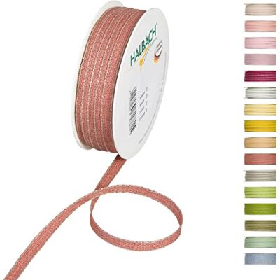 Halbach Seidenbänder Decorative Ribbon with Linen Edges Width 7 mm Length 30 m Gift Ribbon for Decorating Crafts or Design, DIY Decorative Ribbon, Colour: Rosewood/Linen Halbach Seidenbänder Decorative Ribbon with Linen Edges Width 7 mm Length 30 m Gift Ribbon for Decorating Crafts or Design, DIY Decorative Ribbon, Colour: Rosewood/Linen