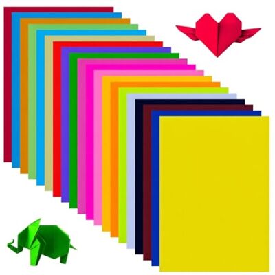 Keratobleem 100 Sheets Coloured Paper, A4 Origami Paper Double Sided Keratobleem 100 Sheets Coloured Paper, A4 Origami Paper Double Sided