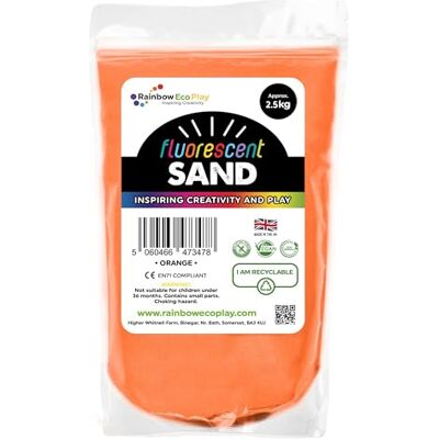 Rainbow Eco Play – Fluorescent Coloured Sand – 2.5kg Decorative Sand Art Kit for Kids – Craft Childrens Play Sand – Aquarium Orange Rainbow Eco Play – Fluorescent Coloured Sand – 2.5kg Decorative Sand Art Kit for Kids – Craft Childrens Play Sand – Aquarium Orange
