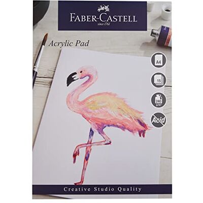 Faber Creative Studio Acrylic Paint Pad, A4, Acid Free Gummed Paper, 240 GSM, 15 Sheets for Painting, Arts, Craft, Home and School Faber Creative Studio Acrylic Paint Pad, A4, Acid Free Gummed Paper, 240 GSM, 15 Sheets for Painting, Arts, Craft, Home and School