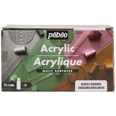 Pebeo Multi-Surface Acrylics Set - Glossy/Pearlescent - 24 x 59ml Pebeo Multi-Surface Acrylics Set - Glossy/Pearlescent - 24 x 59ml