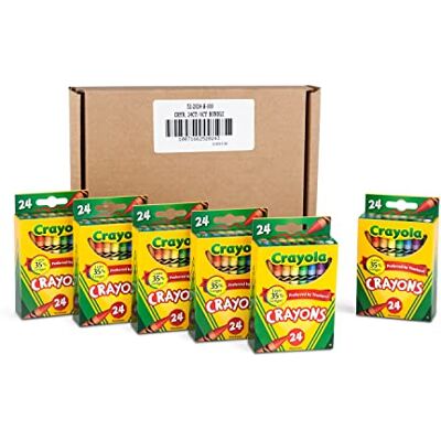CRAYOLA Crayons, Bulk School Supplies For Kids, 24 Count Crayon Box (Pack Of 6), Assorted Colors CRAYOLA Crayons, Bulk School Supplies For Kids, 24 Count Crayon Box (Pack Of 6), Assorted Colors