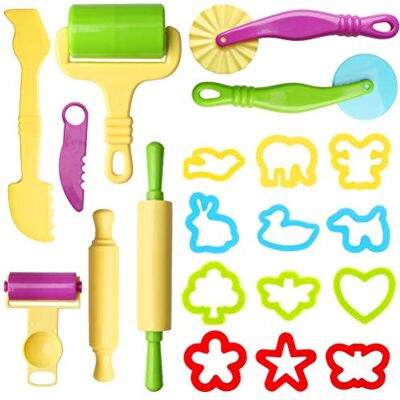 nuoshen 20 Pcs Clay Dough Tool Kit for Kids, Rollers & Cutters nuoshen 20 Pcs Clay Dough Tool Kit for Kids, Rollers & Cutters