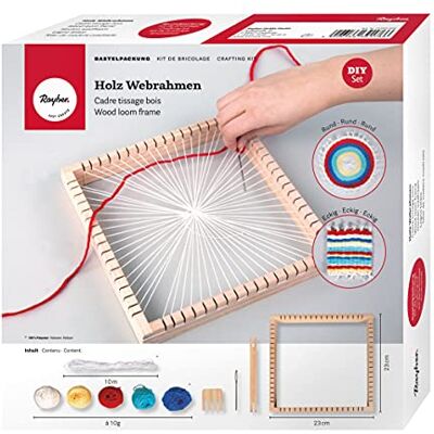 Rayher 2in1 Weaving Loom for Circle & Square Shapes, Craft Kit with Yarn & Tools for Wall Decoration, 23x23cm Rayher 2in1 Weaving Loom for Circle & Square Shapes, Craft Kit with Yarn & Tools for Wall Decoration, 23x23cm
