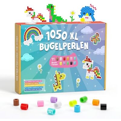 VynyQoo 10 mm Fuse Beads, 1050 PCS Refill Pack with 11 Colors, Individually Packed, Includes 50 Creative Templates Download for Easy Ironing & Crafting, XL Iron Beads for Kids 3+ VynyQoo 10 mm Fuse Beads, 1050 PCS Refill Pack with 11 Colors, Individually Packed, Includes 50 Creative Templates Download for Easy Ironing & Crafting, XL Iron Beads for Kids 3+
