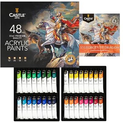 Castle Art Supplies 48 x 22ml Acrylic Paint Set New Improved Formula Castle Art Supplies 48 x 22ml Acrylic Paint Set New Improved Formula