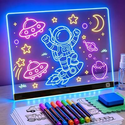 KOKODI LED Drawing Board for Kids, 16in Large Light-Up LED Note Board with 7 Colors Light Modes, No Battery Needed, Plug-in Powered, Glowing Sketch Pad Art Set, 3-12 Aged Kids Birthday Gifts(Black) KOKODI LED Drawing Board for Kids, 16in Large Light-Up LED Note Board with 7 Colors Light Modes, No Battery Needed, Plug-in Powered, Glowing Sketch Pad Art Set, 3-12 Aged Kids Birthday Gifts(Black)
