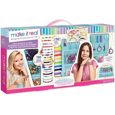 Make It Real Jewelry Making Kit, 1802 Mega Studio, Clear, Ages 8+, Over 525 Beads, Complete Craft Set Make It Real Jewelry Making Kit, 1802 Mega Studio, Clear, Ages 8+, Over 525 Beads, Complete Craft Set