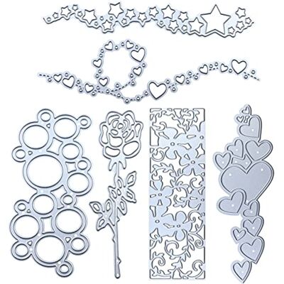 The Lord of the Tools 6pcs Cutting Die Metal Love Heart Star Bubble Lace Craft Die Embossing Stencil Mould Template Reusable DIY Die for Card Making Scrapbooking Photo Album Decor The Lord of the Tools 6pcs Cutting Die Metal Love Heart Star Bubble Lace Craft Die Embossing Stencil Mould Template Reusable DIY Die for Card Making Scrapbooking Photo Album Decor
