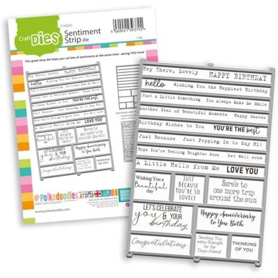 Polka Doodles Sentiment Strip Craft Die A5/6 x 8 Sentiment Panel Cutting die- wh Polka Doodles Sentiment Strip Craft Die A5/6 x 8 Sentiment Panel Cutting die- wh