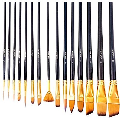 MONT MARTE Art Paint Brush Set, 15 Piece. Includes 15 Taklon Bristle Paint Brushes and Easel Wallet with Zip Fastening. Suitable for Acrylic, Oil and Watercolor Painting. MONT MARTE Art Paint Brush Set, 15 Piece. Includes 15 Taklon Bristle Paint Brushes and Easel Wallet with Zip Fastening. Suitable for Acrylic, Oil and Watercolor Painting.