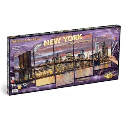 Schipper 609450806 Painting by Numbers New York at Dawn Painting Pictures for Adults, Includes Brush and Acrylic Paints, Master Class Polyptych Professional Edition, 132 x 72 cm Schipper 609450806 Painting by Numbers New York at Dawn Painting Pictures for Adults, Includes Brush and Acrylic Paints, Master Class Polyptych Professional Edition, 132 x 72 cm