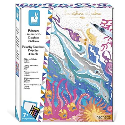Janod ‘Dolphins’ Paint by Numbers Set 2 Paintings to Complete Les Ateliers du Calme Children’s Arts & Crafts Kit 7 Years + J07981 Janod ‘Dolphins’ Paint by Numbers Set 2 Paintings to Complete Les Ateliers du Calme Children’s Arts & Crafts Kit 7 Years + J07981