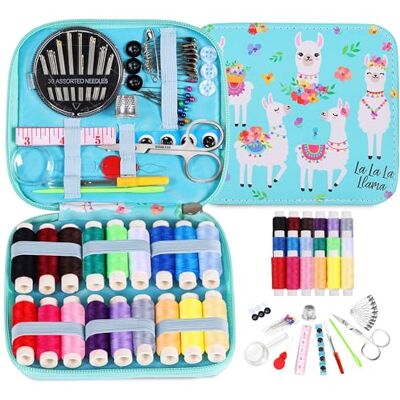 AUERVO Sewing Kits for Adults UK, Portable Sewing Kits Thread and Needles Set with PU Leather Llama Case for Hand, Home, Travel & Emergency Compact Small Basic Sewing Kits AUERVO Sewing Kits for Adults UK, Portable Sewing Kits Thread and Needles Set with PU Leather Llama Case for Hand, Home, Travel & Emergency Compact Small Basic Sewing Kits