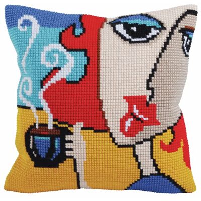 ART Scented Coffee Cross-Stitch Cushion - Multicolor, 40x40cm ART Scented Coffee Cross-Stitch Cushion - Multicolor, 40x40cm