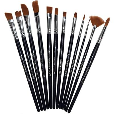 Crafts 4 ALL Paint Brushes 12 Set Professional Paint Brush Round Pointed Tip Nylon Hair Artist Acrylic Brush for Acrylic Watercolor Oil Painting Crafts 4 ALL Paint Brushes 12 Set Professional Paint Brush Round Pointed Tip Nylon Hair Artist Acrylic Brush for Acrylic Watercolor Oil Painting