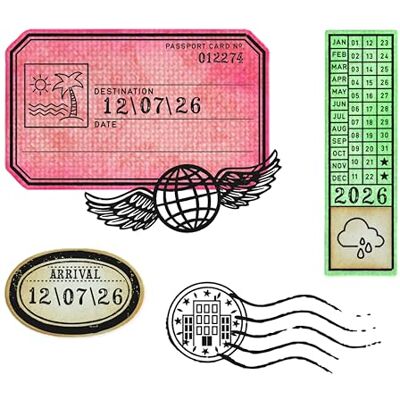 Sizzix Clear Stamps Set with Framelits Dies, Globetrotter’s Mark by 49 & Market, 62 Rubber Stamps & 4 Cutting Dies, G Sizzix Clear Stamps Set with Framelits Dies, Globetrotter’s Mark by 49 & Market, 62 Rubber Stamps & 4 Cutting Dies, G