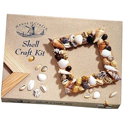 House of Crafts Shell Craft Mini Kit, Single Craft Kit Set, Multicoloured, Includes Selection of Sea Shells, MDF Frame, PVA Adhesive, Varnish, Brush, Instructions House of Crafts Shell Craft Mini Kit, Single Craft Kit Set, Multicoloured, Includes Selection of Sea Shells, MDF Frame, PVA Adhesive, Varnish, Brush, Instructions