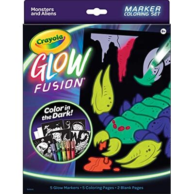 CRAYOLA Glow Fusion, Glow in The Dark Coloring Set with Markers, Alien & Monster Coloring Pages, Gift for Kids CRAYOLA Glow Fusion, Glow in The Dark Coloring Set with Markers, Alien & Monster Coloring Pages, Gift for Kids