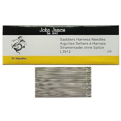STITCHTIGHT John James Saddlers Harness Needles Style L3912 Used for Hand Stitched Leather Craft Work (L3912 Size 17 (2/0)) STITCHTIGHT John James Saddlers Harness Needles Style L3912 Used for Hand Stitched Leather Craft Work (L3912 Size 17 (2/0))