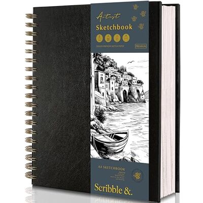 Scribble & Dot ™ A4 Sketchbook for Artists, 200GSM Ultra Thick Paper – Spiral Bound Art Book, Large A4 Sketch Pad for Sketching, Perfect for Artists or Children, 21.5 x 28cm, 50 Sheets / 100 Pages Scribble & Dot ™ A4 Sketchbook for Artists, 200GSM Ultra Thick Paper – Spiral Bound Art Book, Large A4 Sketch Pad for Sketching, Perfect for Artists or Children, 21.5 x 28cm, 50 Sheets / 100 Pages