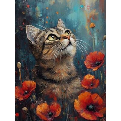 NZNANCHU Cat Paint by Number for Adults,Flower Painting Kits for Beginner Tabby Cat Color by Numbers,Poppy Flower Watercolor Gifts for Cat Lover Friends Home Wall Decor Mindful Craft Relaxing Hobby NZNANCHU Cat Paint by Number for Adults,Flower Painting Kits for Beginner Tabby Cat Color by Numbers,Poppy Flower Watercolor Gifts for Cat Lover Friends Home Wall Decor Mindful Craft Relaxing Hobby