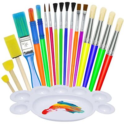 Jiosdo Kids Paint Brushes, 19pcs Childrens Painting Brush Set with Palettes Colorful Art Brushes for Children Toddlers Beginners, Watercolor, Oil, Acrylic Jiosdo Kids Paint Brushes, 19pcs Childrens Painting Brush Set with Palettes Colorful Art Brushes for Children Toddlers Beginners, Watercolor, Oil, Acrylic