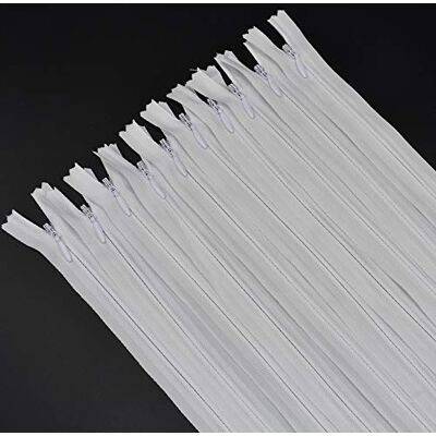 LE-stone 20Inch 40Pcs Invisible Zippers Nylon Coil Zipper for DIY Craft Tailor Sewing Crafts Accessories (White) LE-stone 20Inch 40Pcs Invisible Zippers Nylon Coil Zipper for DIY Craft Tailor Sewing Crafts Accessories (White)