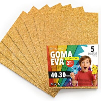 OFITURIA 5pcs Glitter Eva Foam Sheets for DIY School Projects Decorative Art Scrapbooking 40x30cm (Gold Glitter) OFITURIA 5pcs Glitter Eva Foam Sheets for DIY School Projects Decorative Art Scrapbooking 40x30cm (Gold Glitter)
