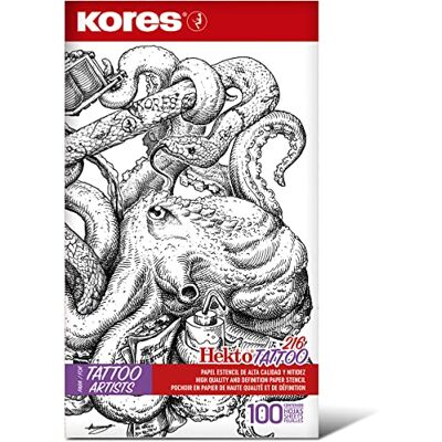 Kores Tattoo Paper Hekto 216 Transfer Paper, Stencil with Purple Ink for Tattoo Kit- Non-Toxic Tattoo Stencil Paper 21,5 x 36,8 cm Box of 100 Kores Tattoo Paper Hekto 216 Transfer Paper, Stencil with Purple Ink for Tattoo Kit- Non-Toxic Tattoo Stencil Paper 21,5 x 36,8 cm Box of 100