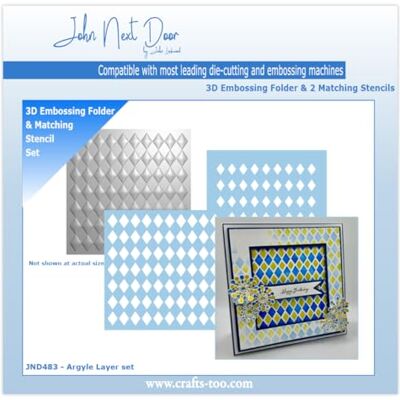 Crafts Too John Next Door 3D Embossing Folder & Stencils Argyle Layer Crafts Too John Next Door 3D Embossing Folder & Stencils Argyle Layer