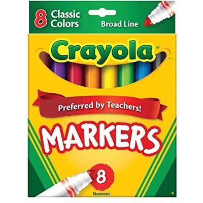 CRAYOLA Broad Line Markers, School Supplies, Colors may vary, 8 Count CRAYOLA Broad Line Markers, School Supplies, Colors may vary, 8 Count