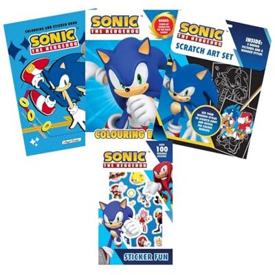 Anila's Sonic the Hedgehog Kids Activity Bundle – Colouring Book, Sticker Book, Scratch Art Set & Sticker Sheets Sonic Activity Set for Children Ages 3–8 Anila's Sonic the Hedgehog Kids Activity Bundle – Colouring Book, Sticker Book, Scratch Art Set & Sticker Sheets Sonic Activity Set for Children Ages 3–8
