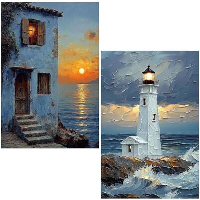 NZNANCHU DIY 2 Pack Paint by Number for Adults,Painting Kits for Adult,Color by Numbers,Seaside Paint by Number Canvas Crafts Watercolor for Beginner Room Decor (Lighthouse) NZNANCHU DIY 2 Pack Paint by Number for Adults,Painting Kits for Adult,Color by Numbers,Seaside Paint by Number Canvas Crafts Watercolor for Beginner Room Decor (Lighthouse)