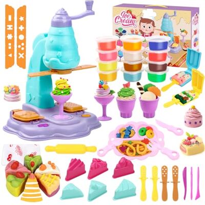 JoiTale 42Pcs Play Color Dough Ice Cream Set with 12 Colors Clay Dough for Kids 3+ JoiTale 42Pcs Play Color Dough Ice Cream Set with 12 Colors Clay Dough for Kids 3+
