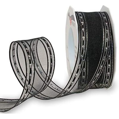 PRÄSENT Palma Mourning Ribbon Black-Silver 40 mm Width, 20 m Length PRÄSENT Palma Mourning Ribbon Black-Silver 40 mm Width, 20 m Length