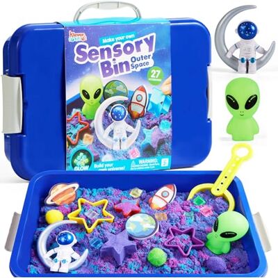 Klever Kits Magic Play Sand Art Kit for Kids, Outer Space Sensory Bin with 27 Accessories, Sandbox Sensory Toys, Play Sand Toys for Boys Girls 3 4 5 6 7 8 Year Old Sensory Bin Learning Gifts Klever Kits Magic Play Sand Art Kit for Kids, Outer Space Sensory Bin with 27 Accessories, Sandbox Sensory Toys, Play Sand Toys for Boys Girls 3 4 5 6 7 8 Year Old Sensory Bin Learning Gifts