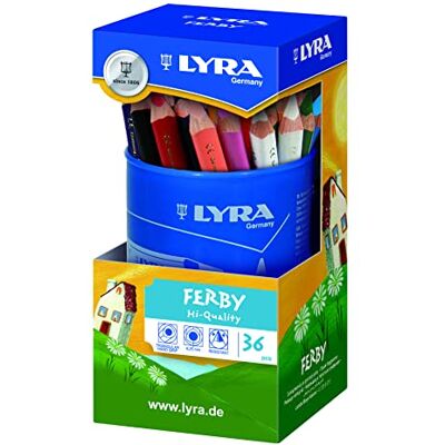 LYRA Ferby Wooden Chunky Coloured Pencils, 36 Pieces in Assorted Colours, Ideal for Children & Schools LYRA Ferby Wooden Chunky Coloured Pencils, 36 Pieces in Assorted Colours, Ideal for Children & Schools