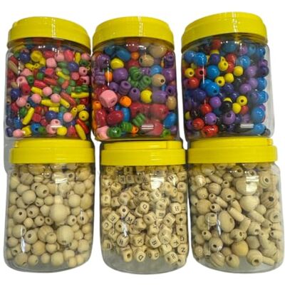 Springboard Supplies Springboard Assorted Wooden Beads (6 x 200g Tubs), Bulk Crafting Beads with Large Holes for Kids Bracelet Making, Threading & EYFS Springboard Supplies Springboard Assorted Wooden Beads (6 x 200g Tubs), Bulk Crafting Beads with Large Holes for Kids Bracelet Making, Threading & EYFS