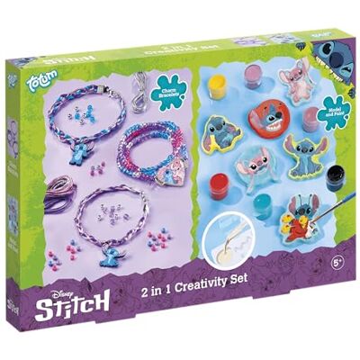 TM ESSENTIALS Disney Stitch 2-in-1 Creativity Set, Charm Bracelets and Paint Set, Ages 5+, Blue TM ESSENTIALS Disney Stitch 2-in-1 Creativity Set, Charm Bracelets and Paint Set, Ages 5+, Blue